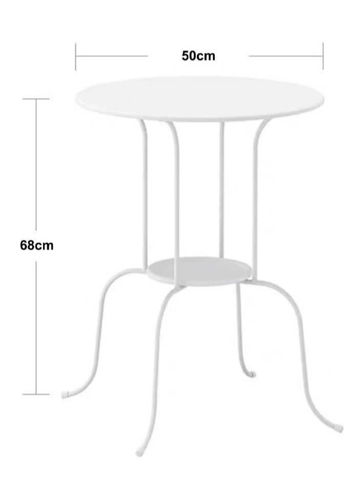 Dida-cosmos Metal Round Tea and Coffee Table, 68*50cm Double-Layer Small Round Table, Wrought Iron Coffee Table, Retro Small Round Table, Bedroom Side Table, Balcony Table, Garden Table Furniture (Black)