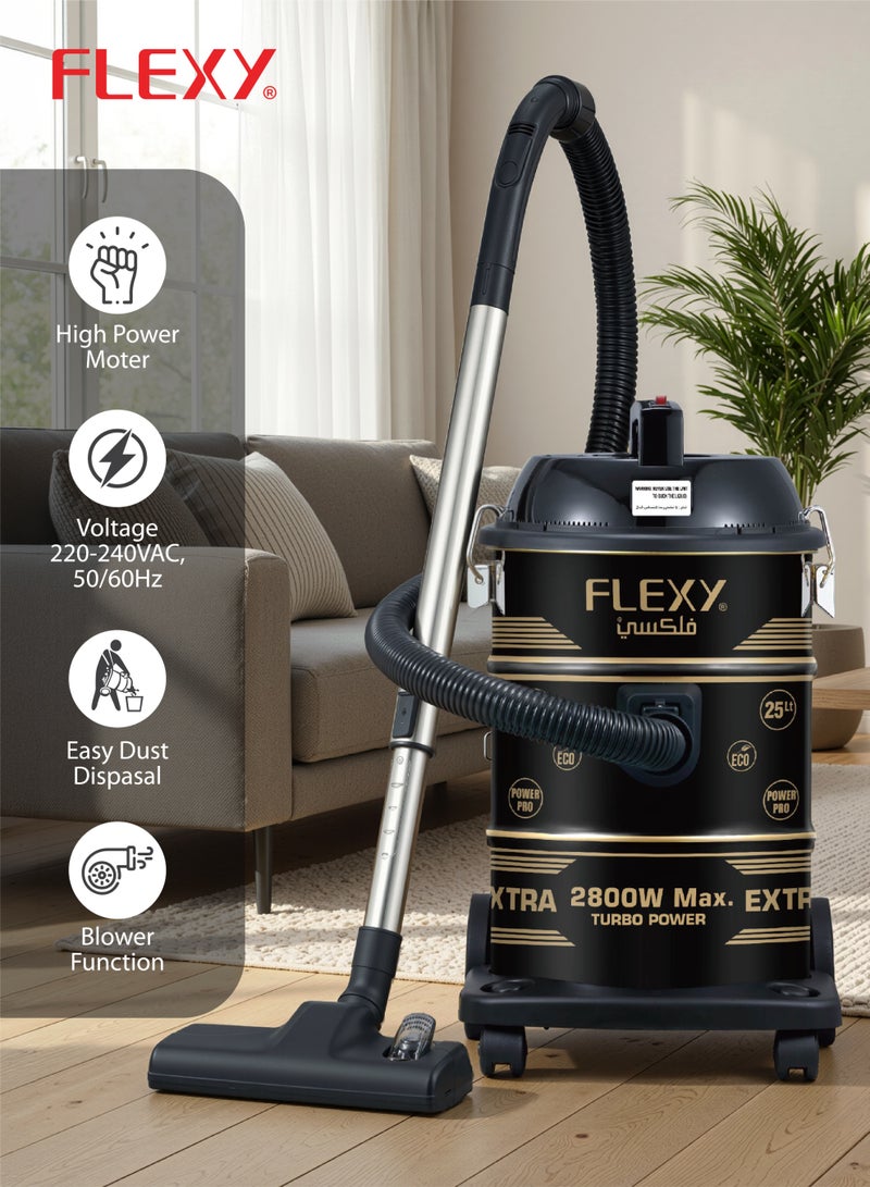 Flexy 2800W Turbo Vacuum Cleaner, 25L Iron Tank, Blower Function, Multi-Filtration, Airflow Control, 360° Wheels, High Power Motor, 2-Year Warranty - Image 5