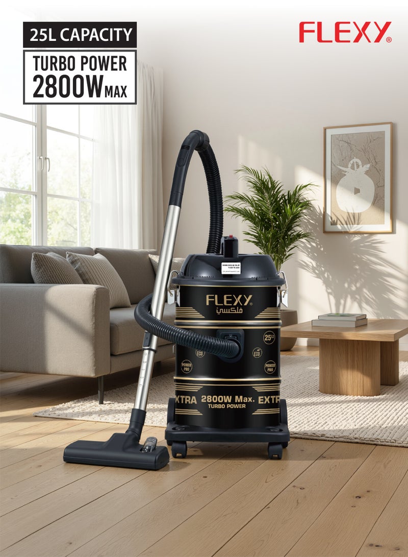 Flexy 2800W Turbo Vacuum Cleaner, 25L Iron Tank, Blower Function, Multi-Filtration, Airflow Control, 360° Wheels, High Power Motor, 2-Year Warranty - Image 3