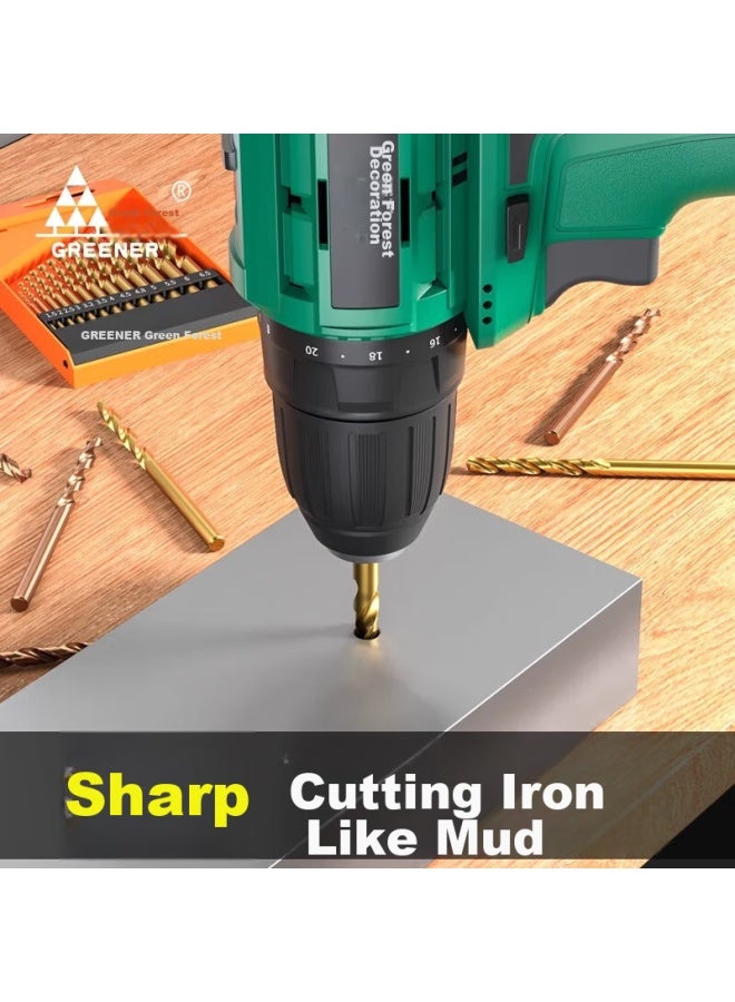 Greener Twist Drill Bit Set For Stainless Steel, Hole Drilling, Electric Hand Drill, Quick Drilling, Cobalt-containing, High-speed Steel, 19-piece Set - Image 4