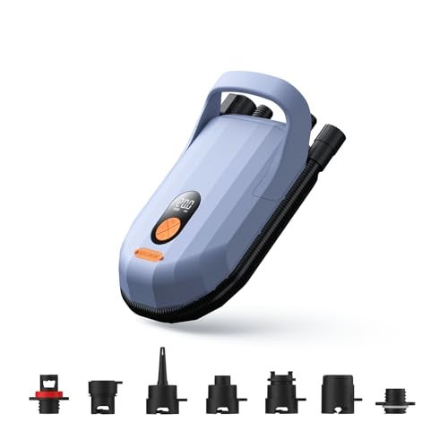 AIRBANK مضخة SUP قابلة لإعادة الشحن من AIRBANK، مضخة لوح التجديف سريعة التضخيم والتفريغ 20 PSI، مضخة هواء أوتوماتيكية للقوارب، القوارب المطاطية، أجنحة الطائرات الورقية، المرتبة (بنفسجي فاتح) - Image 1