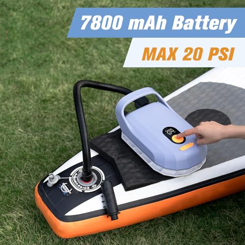 AIRBANK مضخة SUP قابلة لإعادة الشحن من AIRBANK، مضخة لوح التجديف سريعة التضخيم والتفريغ 20 PSI، مضخة هواء أوتوماتيكية للقوارب، القوارب المطاطية، أجنحة الطائرات الورقية، المرتبة (بنفسجي فاتح) - Image 2