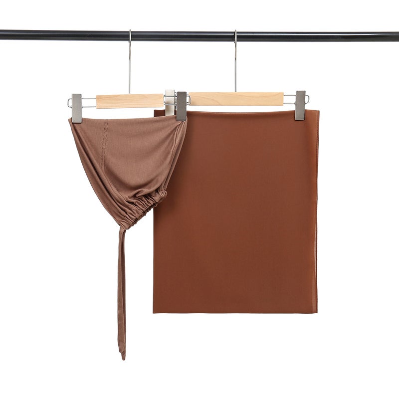 New Selling Chiffon Wrap Headscarf Drawstring Strap Hat Combination Suit Scarf Hat Combination - Image 2