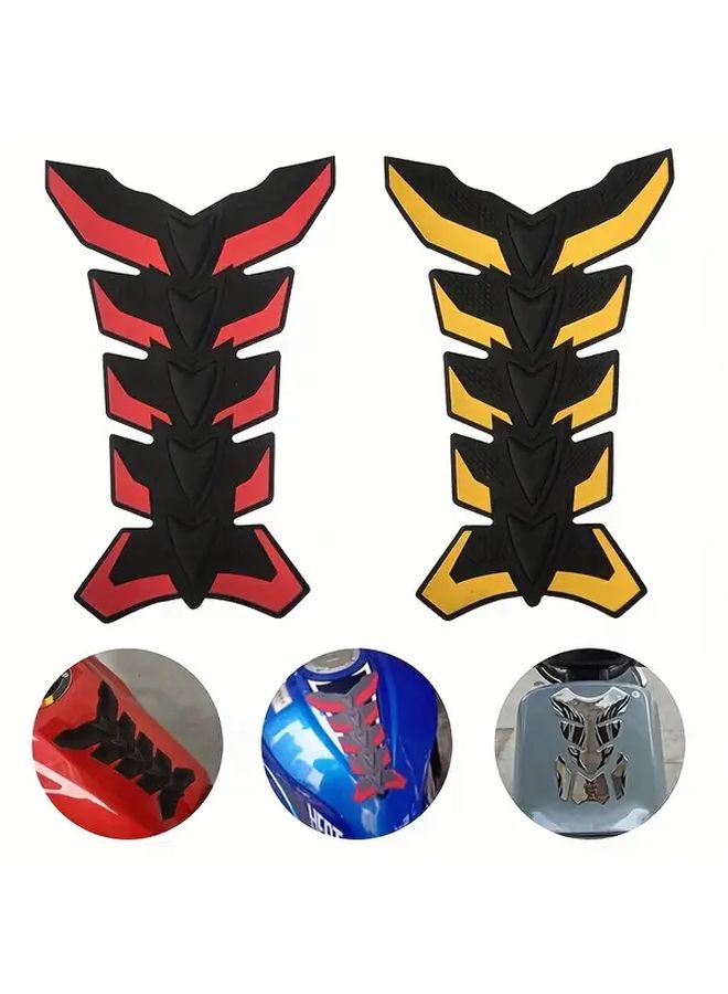 Three Piece Motorcycle Gas Tank Protector Set With Blue Fishbone Stickers - Image 4
