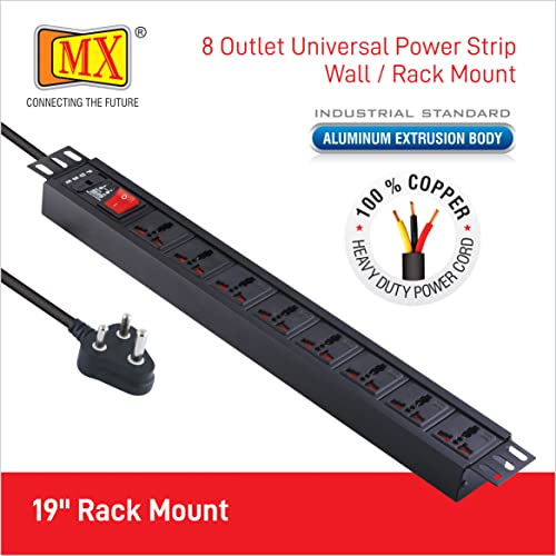 MX Extension Board 8-Socket Power Strip | 15A Heavy-Duty Universal Socket, 3000W Load, 3 m Cable, Child Safety Shutters, Overload Protection, Wall/Desk Mountable for Home & Office - Image 5