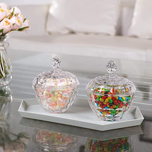 WRINGO Premium Glass Candy Dish with Lid, Crystal Candy Jar, Cookie Jar, Decorative Candy Bowl, Jewelry Dish, Covered Candy Jars for Buffet, Kitchen, Home, Office Desk (Flower Candy) 0.4 L - Image 3