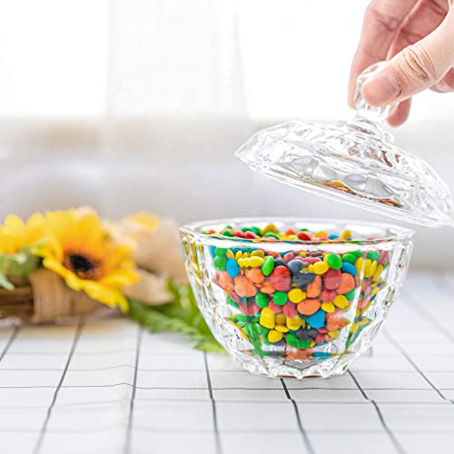 WRINGO Premium Glass Candy Dish with Lid, Crystal Candy Jar, Cookie Jar, Decorative Candy Bowl, Jewelry Dish, Covered Candy Jars for Buffet, Kitchen, Home, Office Desk (Flower Candy) 0.4 L - Image 4