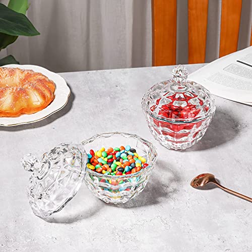 WRINGO Premium Glass Candy Dish with Lid, Crystal Candy Jar, Cookie Jar, Decorative Candy Bowl, Jewelry Dish, Covered Candy Jars for Buffet, Kitchen, Home, Office Desk (Flower Candy) 0.4 L - Image 5