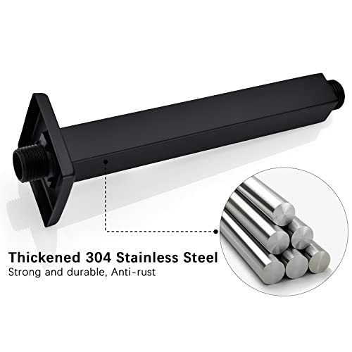 Anpean 8 Inch Square Ceiling Mounted Shower Arm and Flange for Rain Shower Head, Matte Black - Image 5