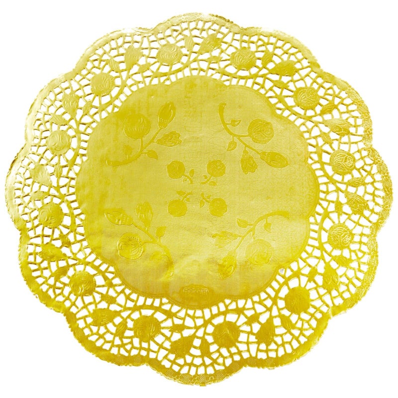Juvale 100 Pack 12 Inch Gold Doilies Round Paper Placemats for Weddings Desserts Table Settings