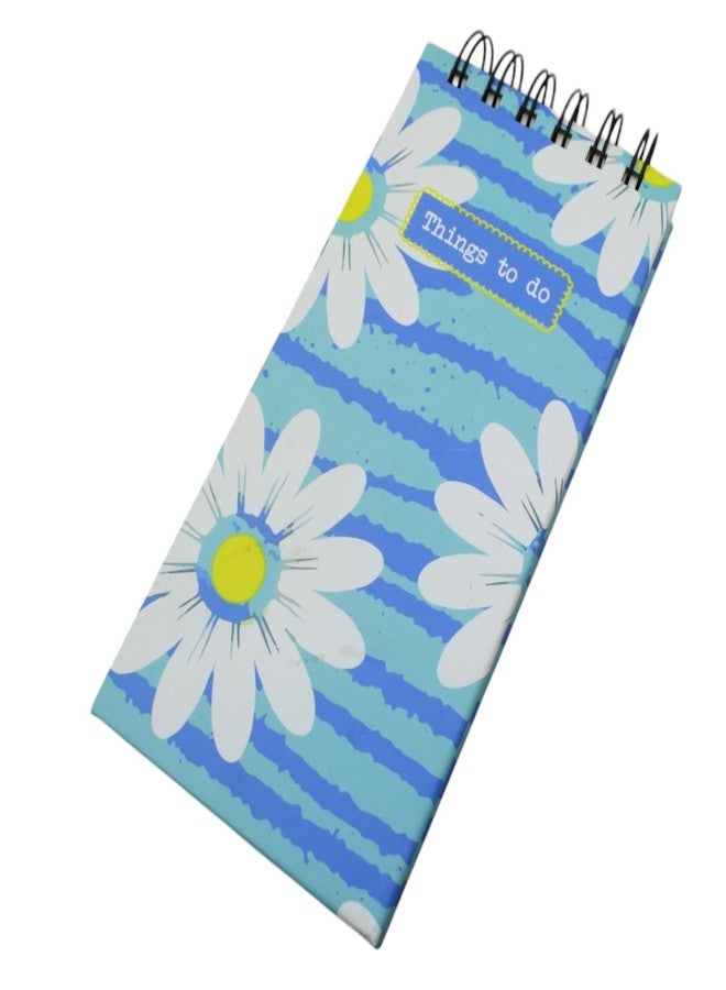 Asera To Do List Notepad | Daily Planner Diary | Pages - 129 | Writing Pad Gift for boys and Girls | Birthday Return Gifts (Blue White Flower) - Image 1