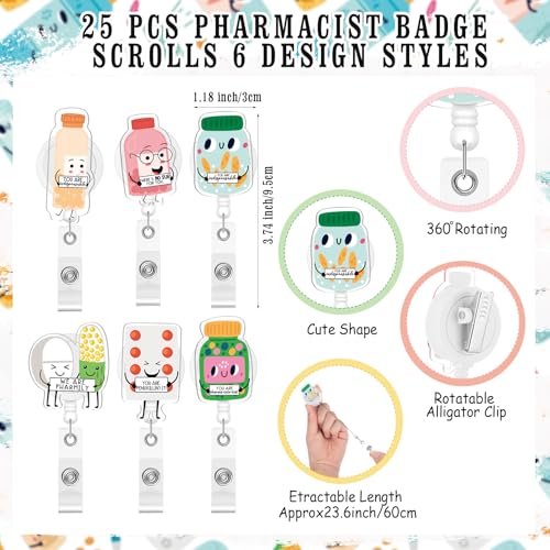 Sayglossy 25 Sets Pharmacy Technician Accessories Gift Pharmacy Badge Reel Pill Shaped Pens Inspirational Appreciation Card Pharma Funny Gifts for Nurse Practitioner Week Medical Assistant Doctor - Image 3