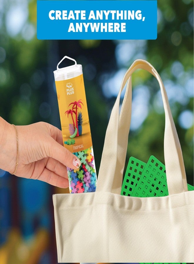 Plus-Plus PLUS PLUS - Tropical Mix 240 Piece Tube & Green Baseplate Duo - Construction Building Stem/Steam Toy, Interlocking Mini Puzzle Blocks for Kids - Image 5