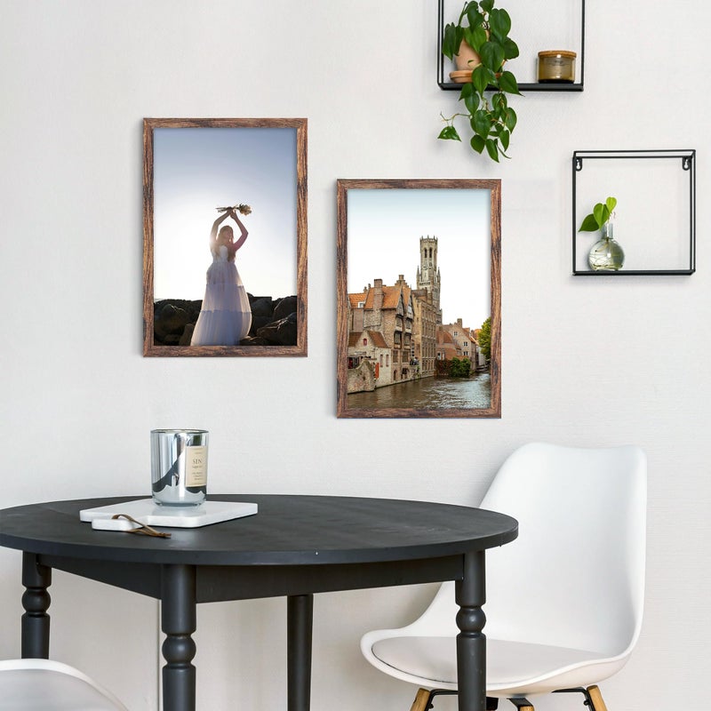 Fisnish 8x10 Picture Frame  for Tabletop Display  Horizontal or Vertical Wall Mounting  Brown - Image 2