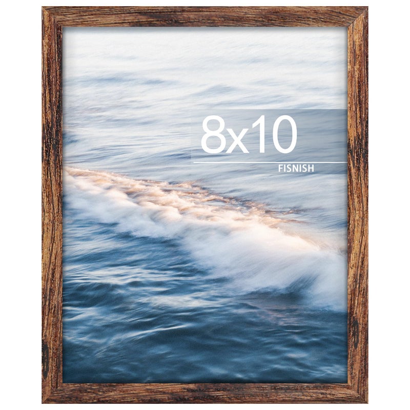 Fisnish 8x10 Picture Frame  for Tabletop Display  Horizontal or Vertical Wall Mounting  Brown - Image 1