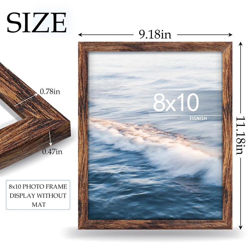 Fisnish 8x10 Picture Frame  for Tabletop Display  Horizontal or Vertical Wall Mounting  Brown - Image 3