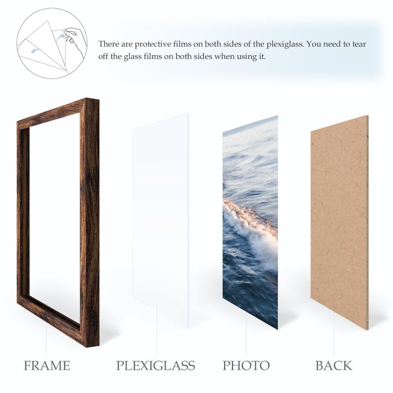 Fisnish 8x10 Picture Frame  for Tabletop Display  Horizontal or Vertical Wall Mounting  Brown - Image 4