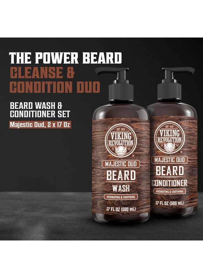 Viking Revolution Beard Wash And Beard Conditioner For Men With Argan Oil And Jojoba Oil Beard Softener And Strengthener Beard Care Beard Shampoo And Conditioner With Beard Oil (17Oz Majestic Oud)  - Image 2
