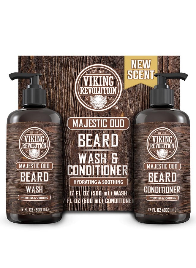 Viking Revolution Beard Wash And Beard Conditioner For Men With Argan Oil And Jojoba Oil Beard Softener And Strengthener Beard Care Beard Shampoo And Conditioner With Beard Oil (17Oz Majestic Oud)  - Image 1