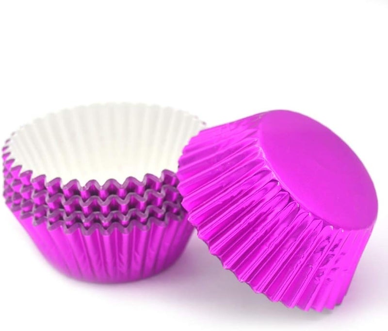 Mombake Standard Hot Pink Foil Cupcake Liners Muffin Baking Cups for Party and More, 100-Count - Image 1