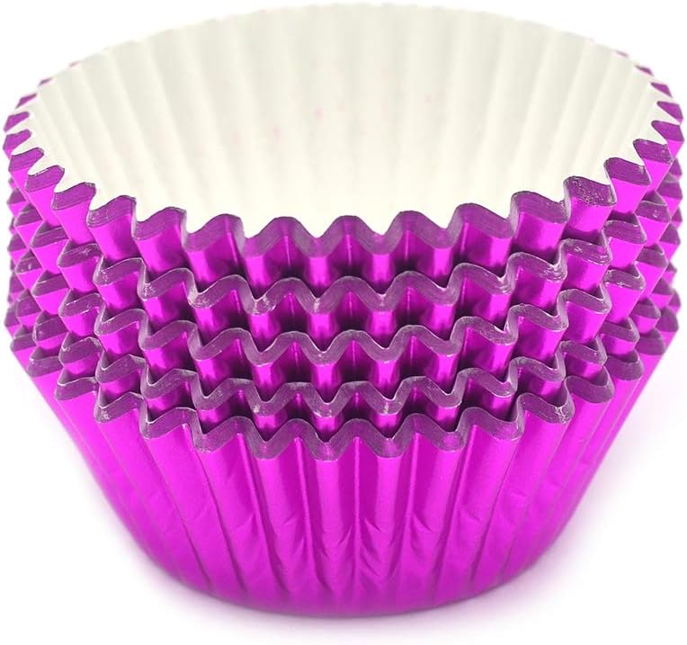 Mombake Standard Hot Pink Foil Cupcake Liners Muffin Baking Cups for Party and More, 100-Count - Image 2