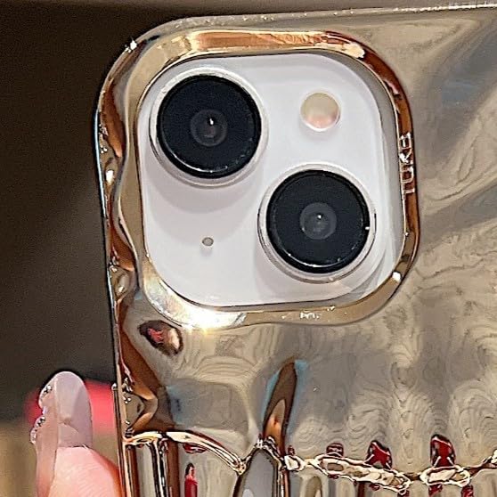 US LITE Shockproof Designer 3D Fangs Case for iPhone 14 Plus | Metallic Chrome | Precise Cutouts | Anti-Scratch Grip | Full Camera Protection and Stylish Look - Gold - Image 3