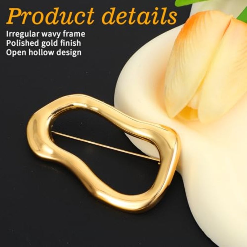 Gold Irregular Brooch Pin, Geometric Brooches Pins Fashion Lapel Shawl Pin Unique Irregular Shape Pin Hat Bag Dress Accessories for Women Men Festival Birthday Party Jewelry Gift - Image 3