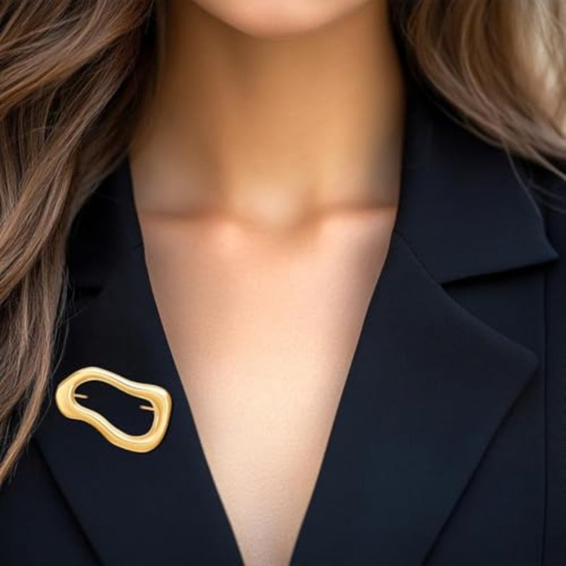 Gold Irregular Brooch Pin, Geometric Brooches Pins Fashion Lapel Shawl Pin Unique Irregular Shape Pin Hat Bag Dress Accessories for Women Men Festival Birthday Party Jewelry Gift - Image 4