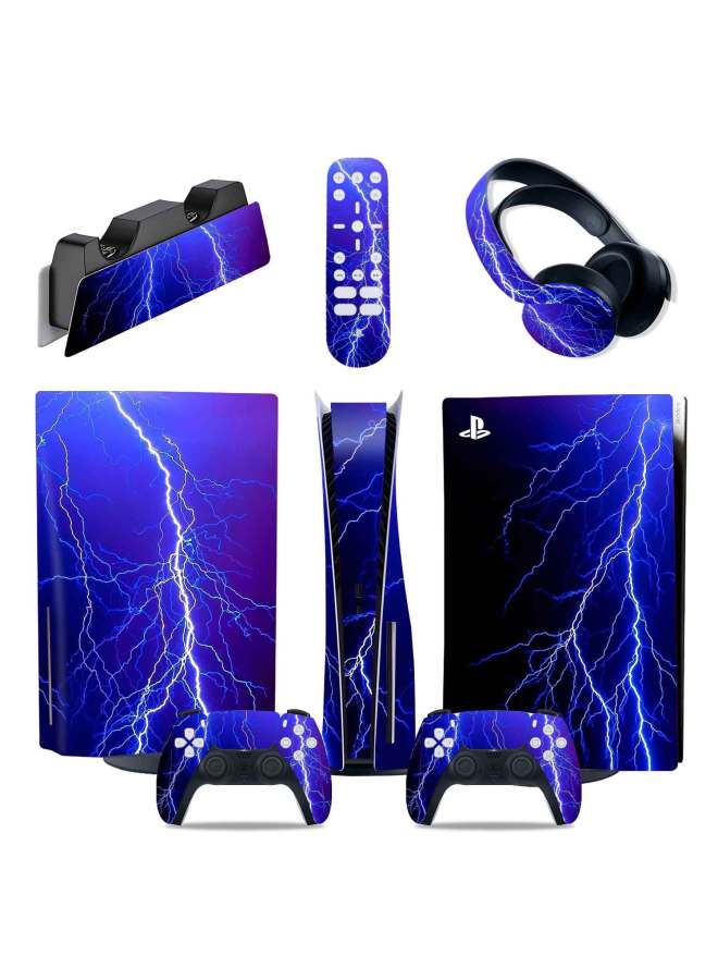 PS5 Sticker PS5 Sticker Full Body Protective Sticker Color Sticker PS5 Handle Sticker Star Camouflage Wood Grain-Color:TN-PS55in1-0645 - Image 1
