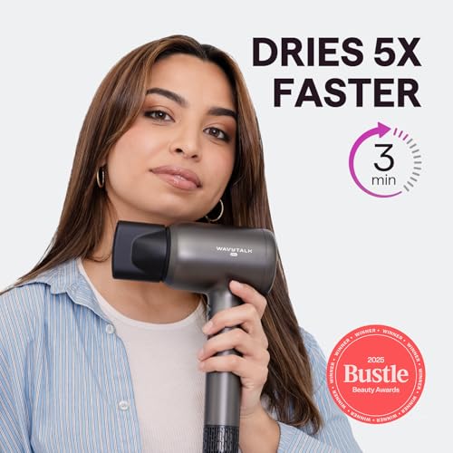 wavytalk Hair Dryer, Wavytalk Turblow Pro Fast Drying Blow Dryer with Diffuser, High Speed Hair Dryer with 110,000 RPM, Pro Negative Ions for Reduces Damage, Frizz Smoothing, 3 Speeds & 3 Temps, Matte Grey - Image 2