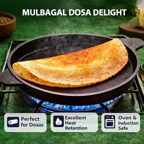 6th Planet Cast Iron Fish Fry Pan 8 Inch | Pre-Seasoned Frying Pan for Fish, Cutlets, Omelette & Shallow Fry | Heavy Duty Iron Tawa | Gas & Induction Compatible - Image 2