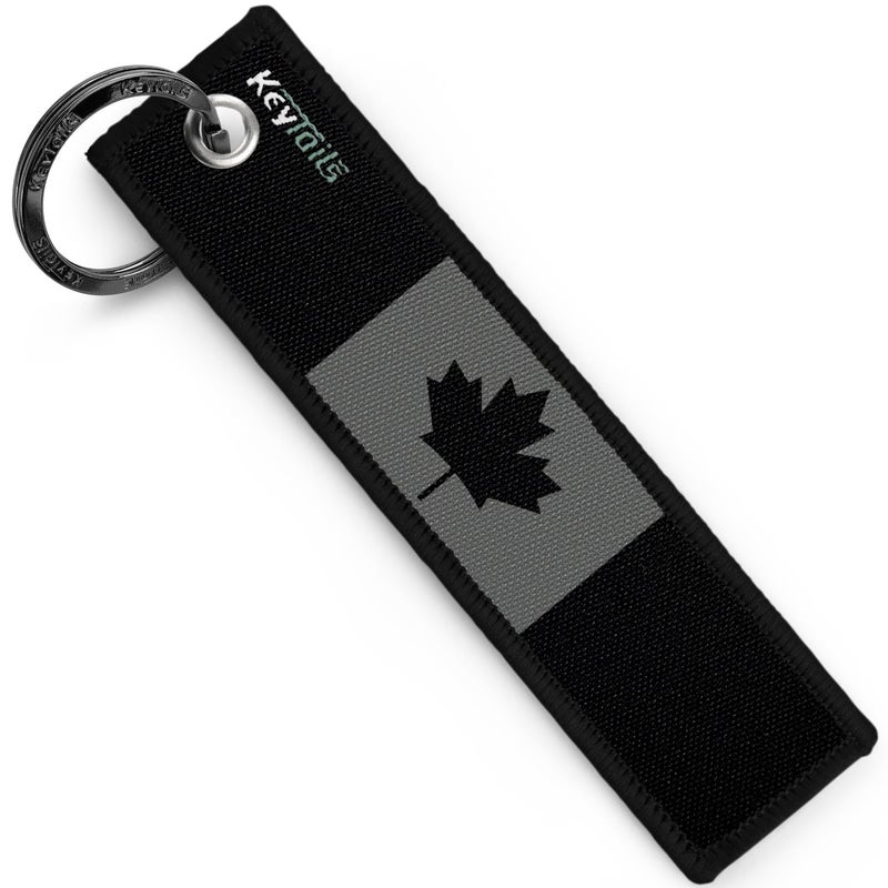 KEYTAILS Keychains Premium Quality Canada Flag Blackout Key Tag for Auto Motorcycle UTV