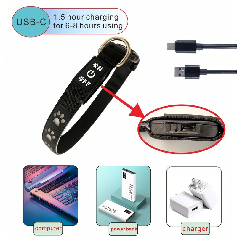 Red Xl Customizable Usb Rechargeable Dog Collar With Airtag Holder Led Light Adjustable Soft Design For Medium To Large Dogs - Image 4