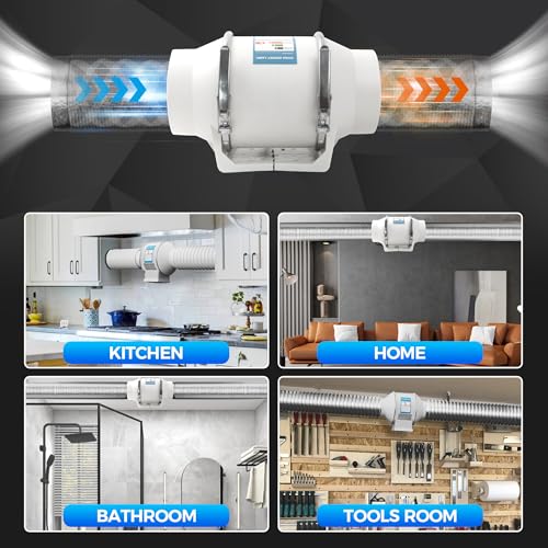 Voltset 4 Inch Duct Fan, Inline Ventilation Exhaust Fan, 280 CFM Duct Intake High Efficiency Air Fan for Vent Bathroom, Kitchen, Grow Tent, Hydroponics, 3D Printer - Image 5