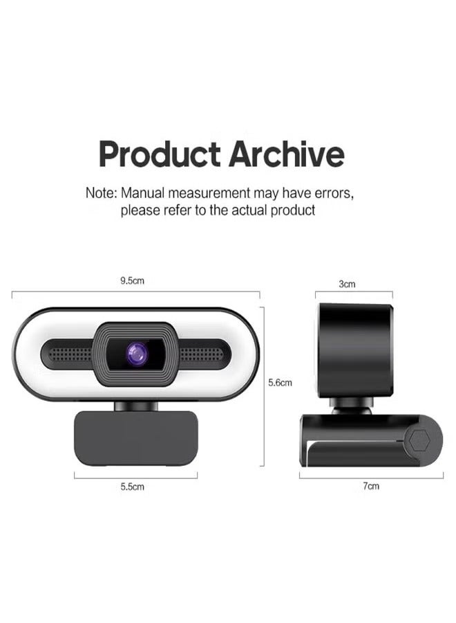 4K Webcam, Web Camera with Microphone and Fill Light, HD Autofocus Computer Camera with Privacy Cover and Tripod Stand Streaming Webcam,Plug&Play USB Wbcam for Pc Laptop Desktop Video Calling  - Image 5