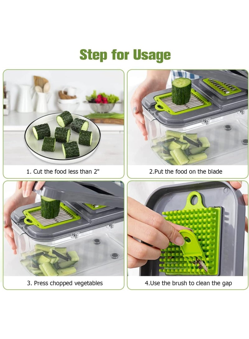 Master Gold 22 Pieces Fruit Vegetable Cutter Set with Multifunctional Stainless Steel Blades, Quick and Easy Slicing, Grating Vegetable with Storage Container and Strainer - Image 4