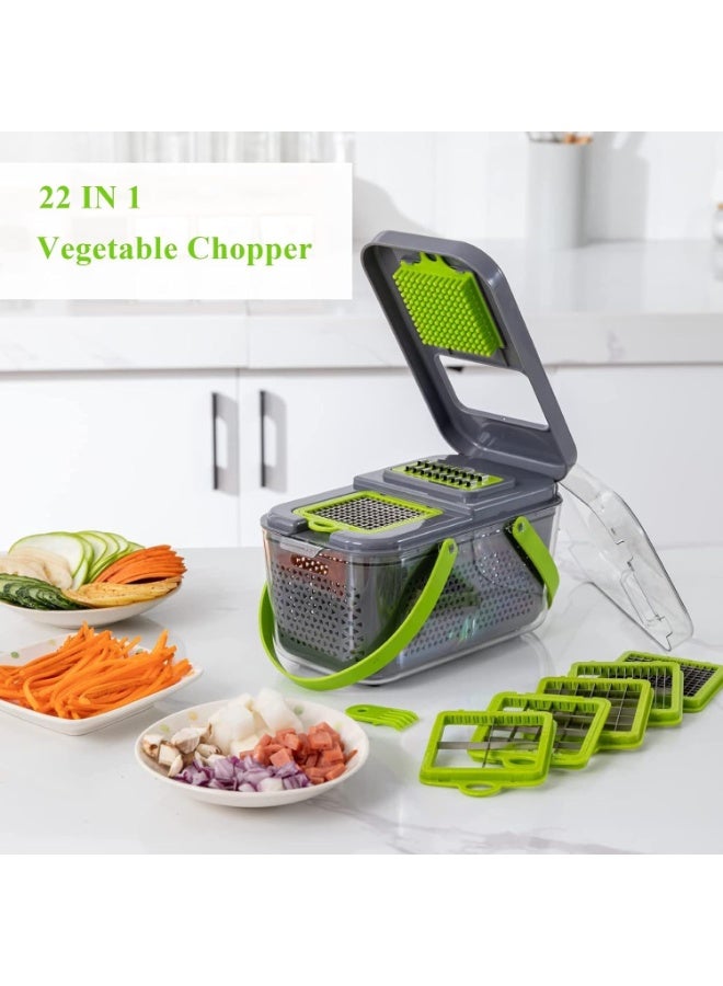 Master Gold 22 Pieces Fruit Vegetable Cutter Set with Multifunctional Stainless Steel Blades, Quick and Easy Slicing, Grating Vegetable with Storage Container and Strainer - Image 2