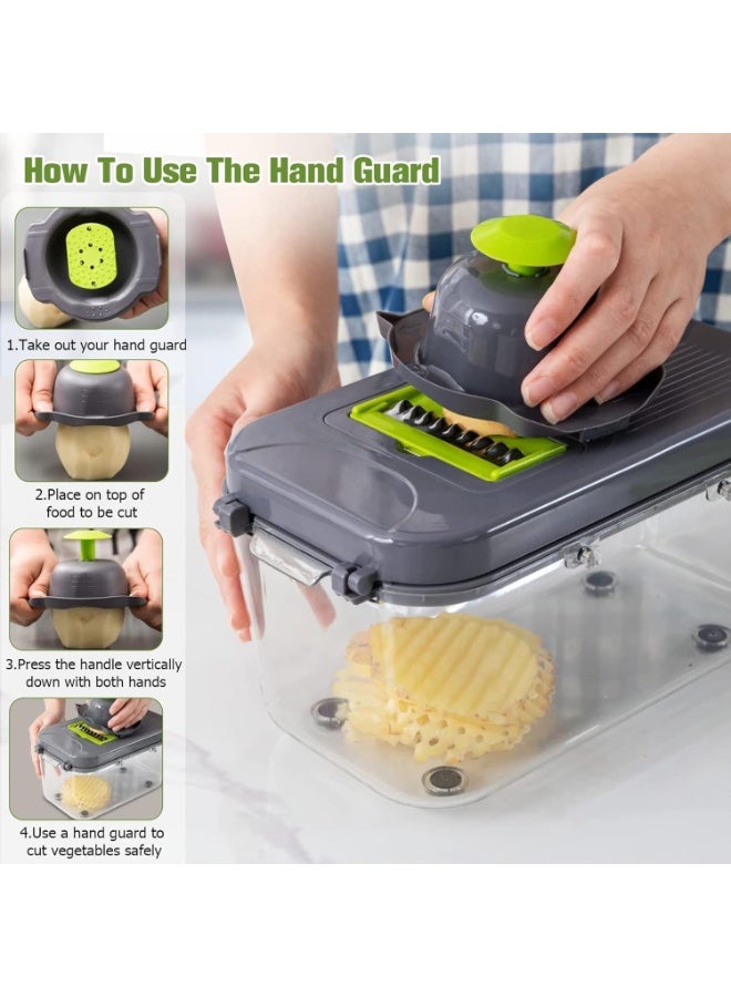 Master Gold 22 Pieces Fruit Vegetable Cutter Set with Multifunctional Stainless Steel Blades, Quick and Easy Slicing, Grating Vegetable with Storage Container and Strainer - Image 3
