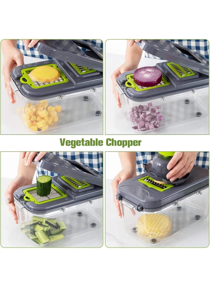 Master Gold 22 Pieces Fruit Vegetable Cutter Set with Multifunctional Stainless Steel Blades, Quick and Easy Slicing, Grating Vegetable with Storage Container and Strainer - Image 5