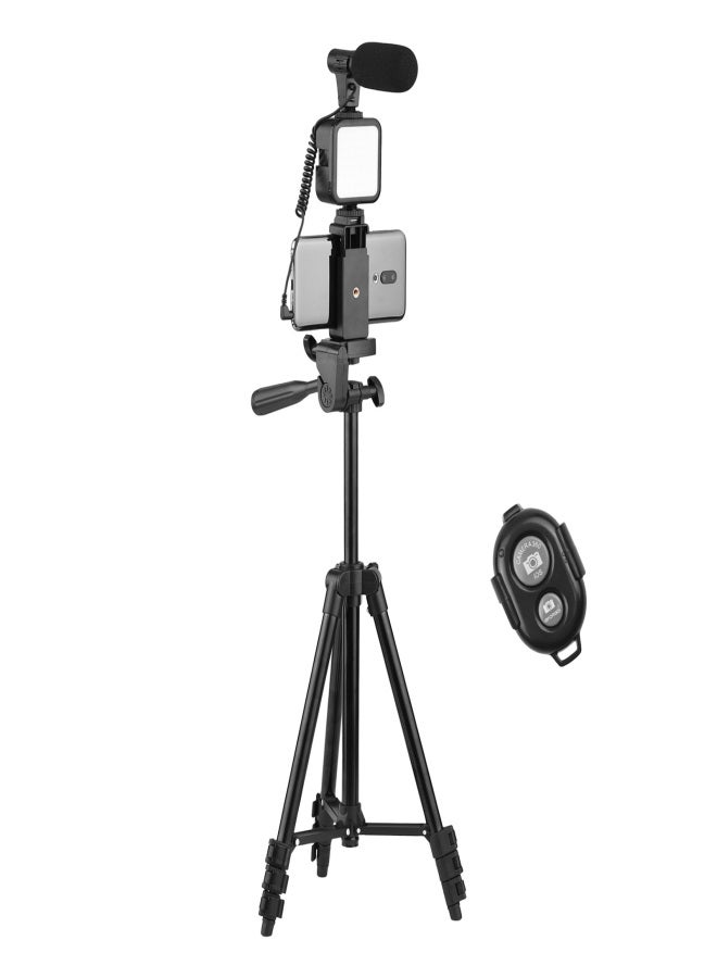 ANDOER Phone Vlog Video Kit with Height Adjustable Tripod Phone Holder with Cold Shoe Microphone LED Video Light Remote Shutter for Phone Camera Video Making - Image 1
