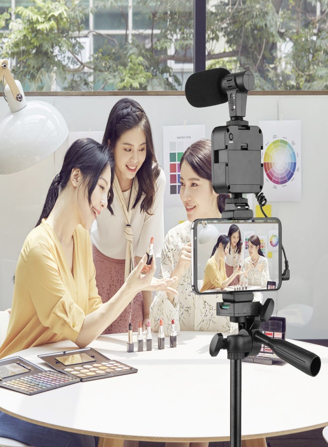 ANDOER Phone Vlog Video Kit with Height Adjustable Tripod Phone Holder with Cold Shoe Microphone LED Video Light Remote Shutter for Phone Camera Video Making - Image 2