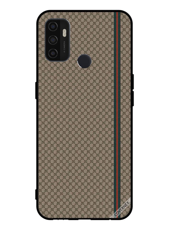 Covernex Protective Case Cover For Oppo A11s Red & Green Strips On Brown Pattern  - Image 1