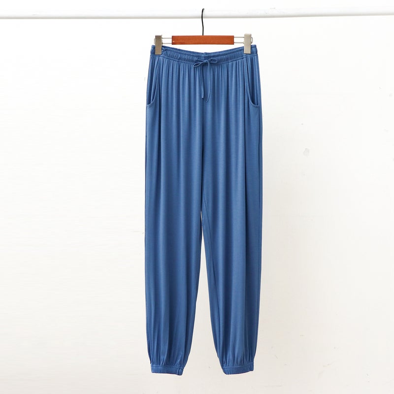 Mens Modal Pajama Pants Ankle Pants Spring and Summer Large Size Loose Large Size Thin Home Pants Korean New Arrival Medium Blue - Image 3