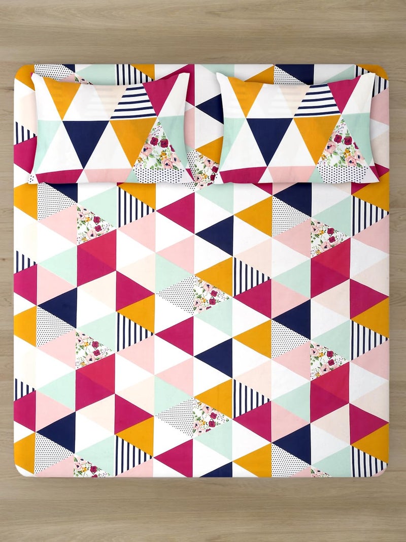 MODEFE Pink Microfiber Supersoft Printed Double Bedsheet with 2 Pillowcovers (90x100 Inch) - Image 3