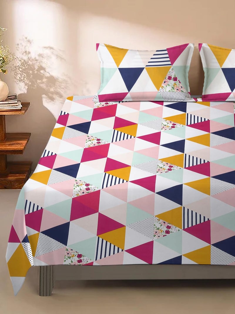MODEFE Pink Microfiber Supersoft Printed Double Bedsheet with 2 Pillowcovers (90x100 Inch) - Image 2