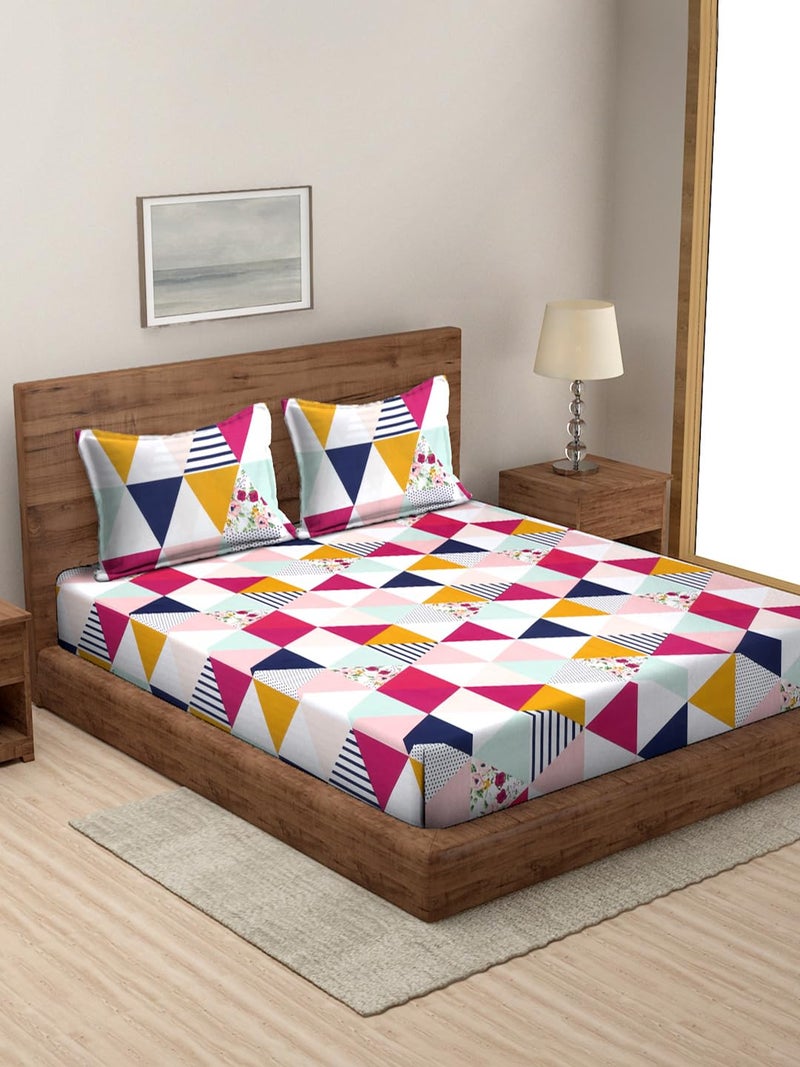 MODEFE Pink Microfiber Supersoft Printed Double Bedsheet with 2 Pillowcovers (90x100 Inch) - Image 1