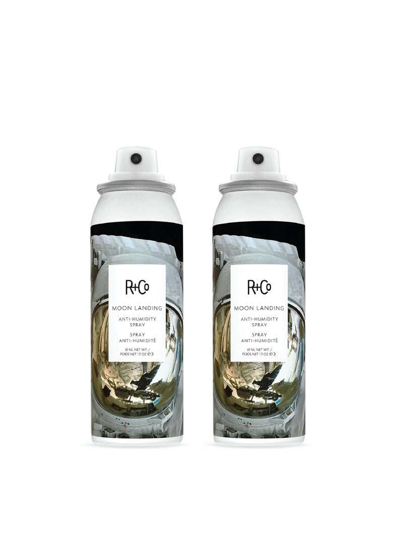 R+Co - RCo Moon Landing AntiHumidity Spray  Frizz Control and Humidity Protection  Flexible Hold for Smooth Hair  Flyaway Tamer  Lightweight Shine Moisturizing Haircare Spray  17oz Pack of 2 - Image 1