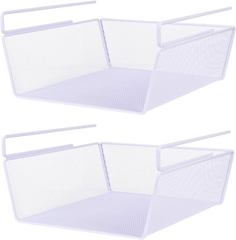 Styleys Under Shelf Baskets Mesh Wire Rack Shelf Organizer Hanging Baskets for Office Kitchen Pantry Organization and Storage 17inch White 2 Pieces S11036 - Image 1