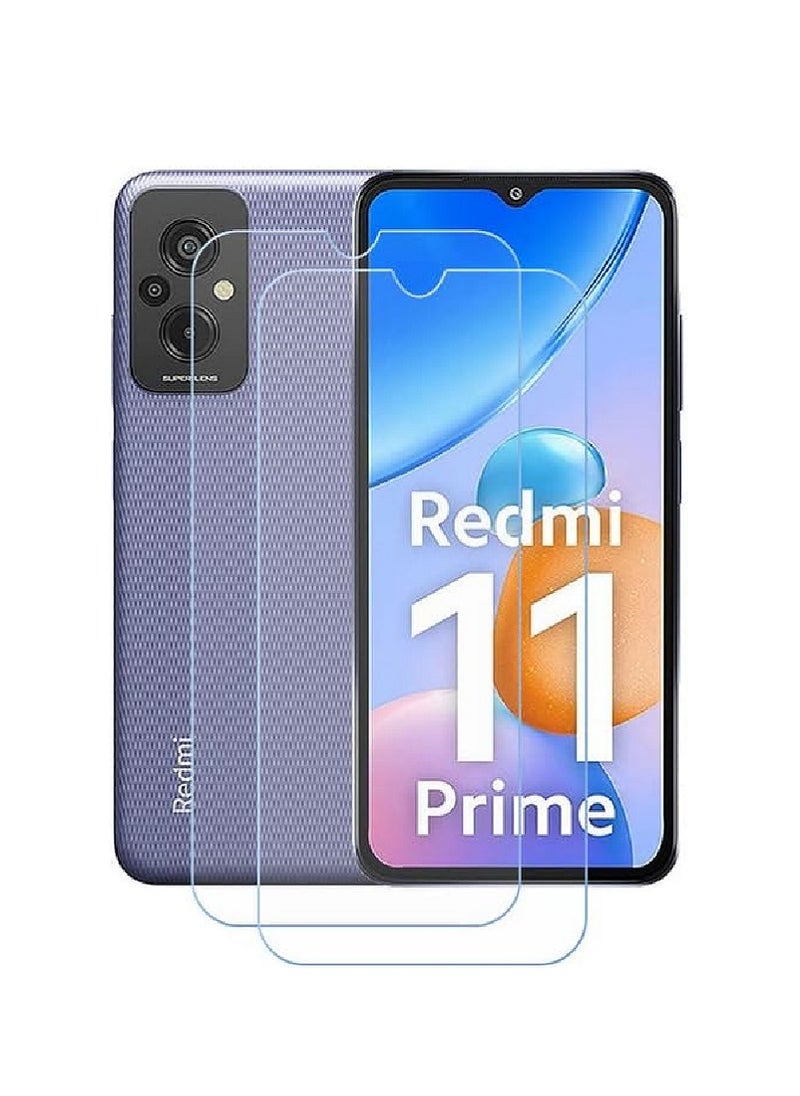 Super 2 Pieces Tempered Glass Screen Protector Clear Designed For Xiaomi Redmi 11 Prime Full Screen Coverage And Bubble Free - Image 1