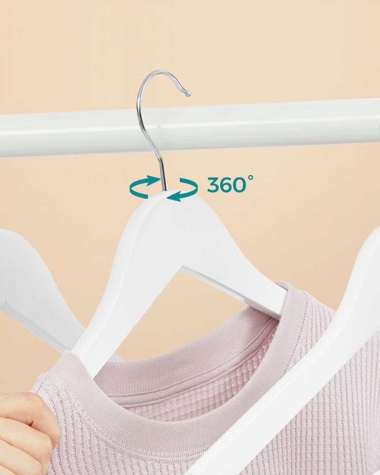 MOONCEE 20 PCs White Wooden Hangers - Non Slip Wood Clothes Hanger for Suits, Pants Hanger, 360° Swivel Hook Heavy Duty Clothing Hanger Set - Coat Hangers for Closet (White-20 Pack) - Image 2
